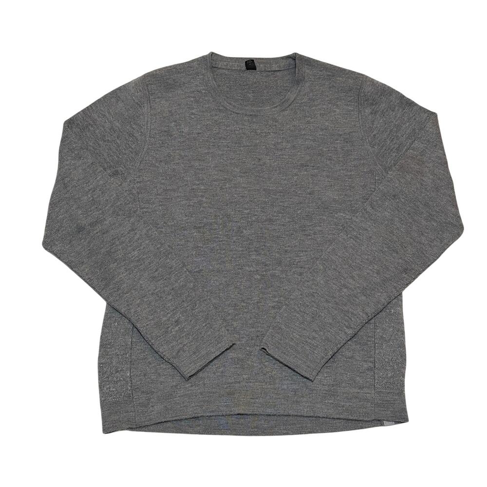 Lululemon Sweater Mens Small Gray Heather Textured Crewneck Pullover Knit Active